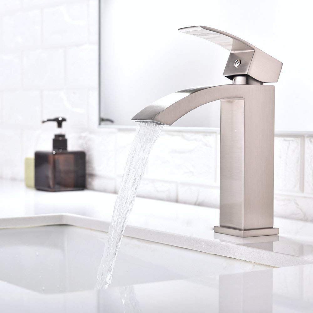 Friho Single Handle Waterfall Bathroom Vanity Sink Faucet with E