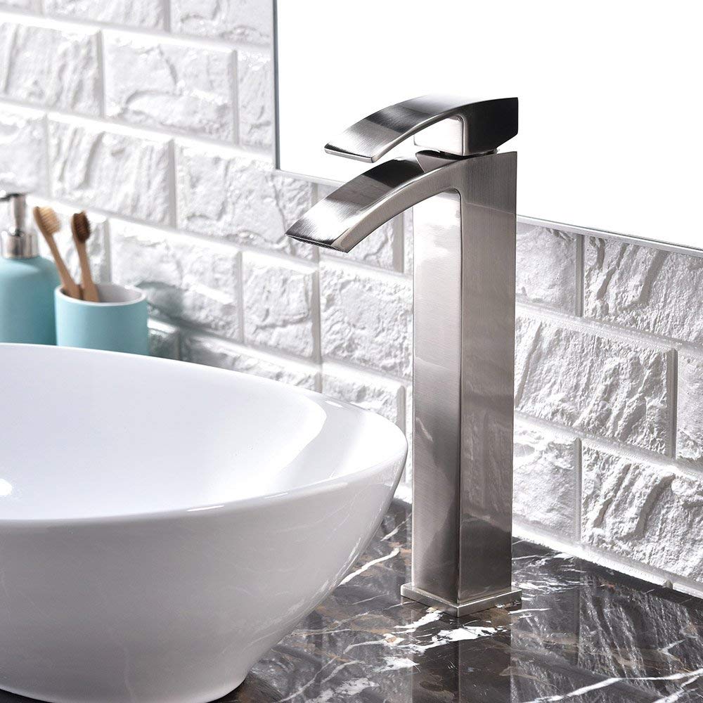 Friho Modern Single Handle Brushed Nickel Waterfall Tall Vessel