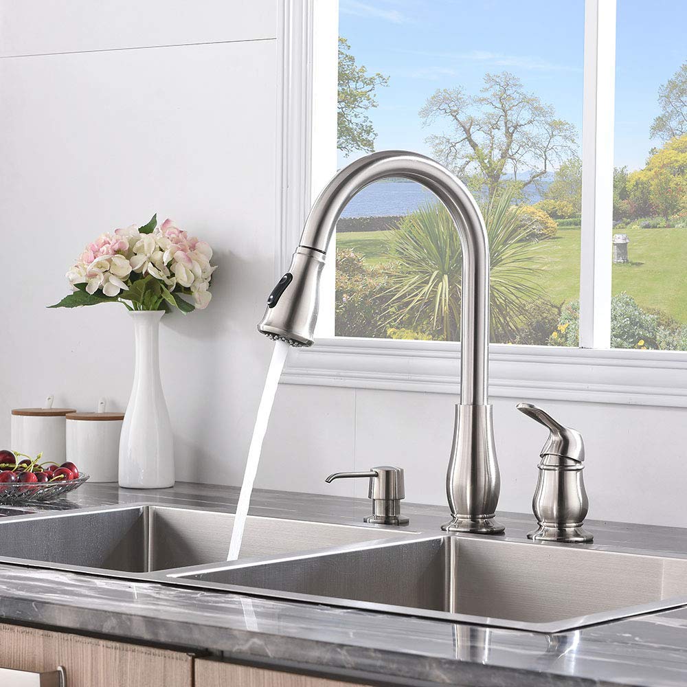 Friho Lead-Free Commercial 3 Hole High Arch Stainless Steel Sing