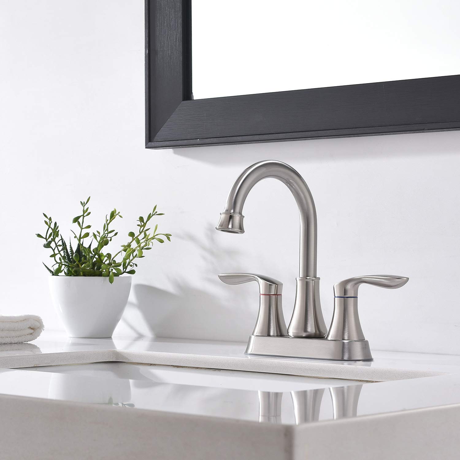 Friho Lead-Free Modern Commercial Two Handle Brushed Nickel Bath